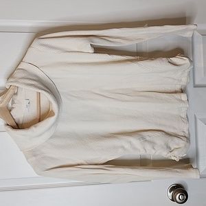 J. Jill Waffle Knit Cowl Neck Ruched With Tie Sides Cream Medium Petite